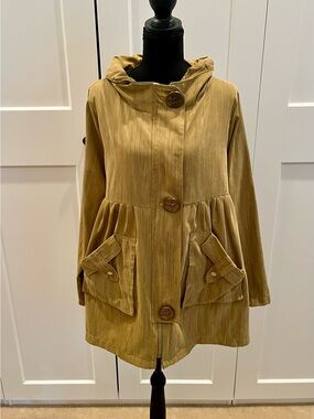 Dorman Unique A-Line Coat in Olive w/ Fabulous Details Fall Medium Weight Size S